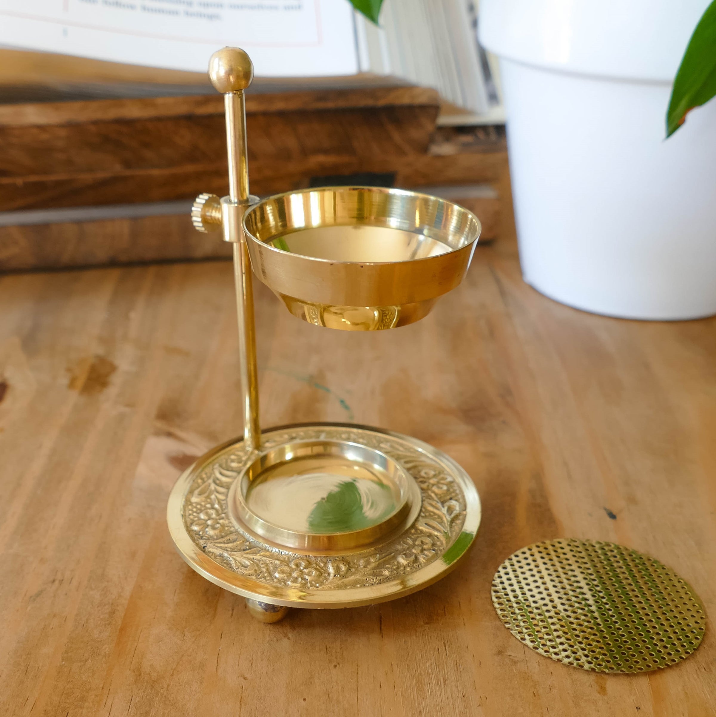 Brass Incense Burner with Rose Resin Incense | Oremus Homegoods