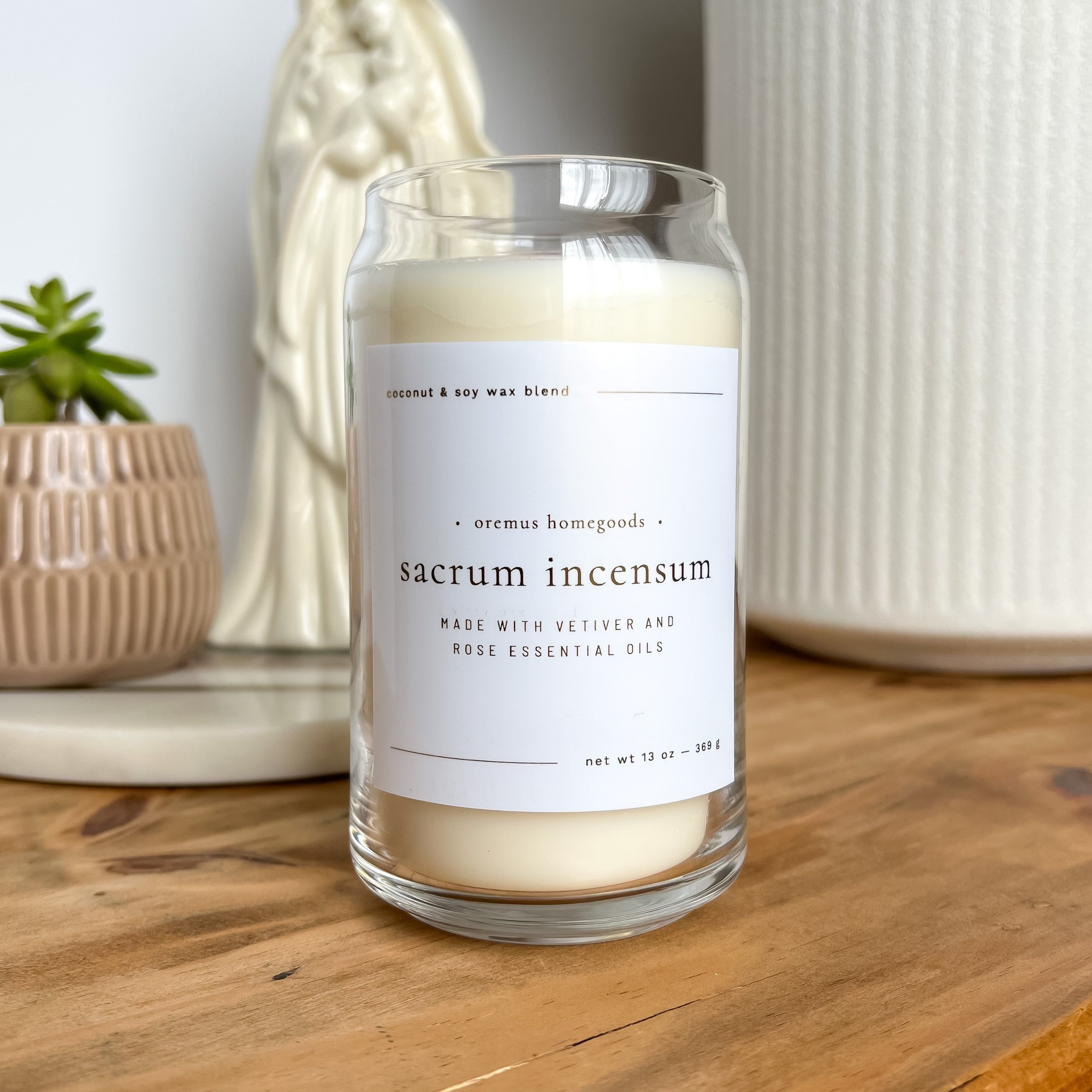 Sacrum Incensum Candle with Crackling, Wooden Wick | Oremus Homegoods